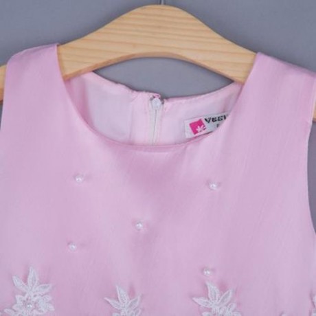 CUTE SOLID COLOR GIRLS LACE PRINCESS DRESS FOR PERFORM (PINK)