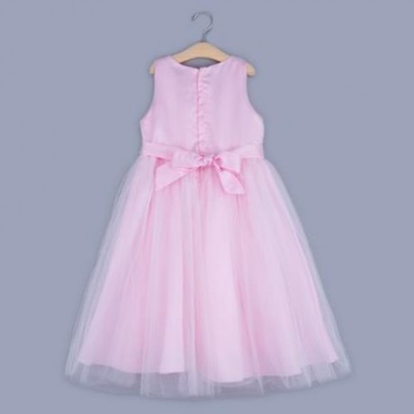 CUTE SOLID COLOR GIRLS LACE PRINCESS DRESS FOR PERFORM (PINK)