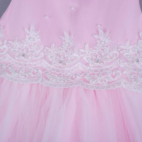 CUTE SOLID COLOR GIRLS LACE PRINCESS DRESS FOR PERFORM (PINK)