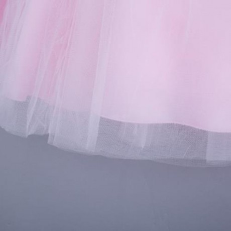 CUTE SOLID COLOR GIRLS LACE PRINCESS DRESS FOR PERFORM (PINK)