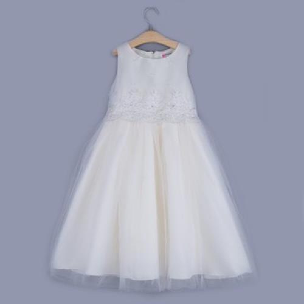 CUTE SOLID COLOR GIRLS LACE PRINCESS DRESS FOR PERFORM (APRICOT)