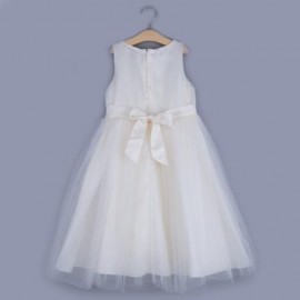 CUTE SOLID COLOR GIRLS LACE PRINCESS DRESS FOR PERFORM (APRICOT)