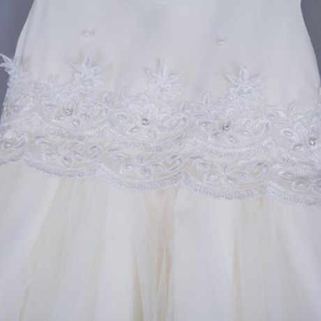 CUTE SOLID COLOR GIRLS LACE PRINCESS DRESS FOR PERFORM (APRICOT)