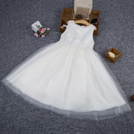 CUTE SOLID COLOR GIRLS LACE PRINCESS DRESS FOR PERFORM (APRICOT)
