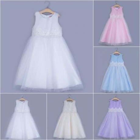 CUTE SOLID COLOR GIRLS LACE PRINCESS DRESS FOR PERFORM (APRICOT)