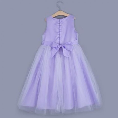 CUTE SOLID COLOR GIRLS LACE PRINCESS DRESS FOR PERFORM (PURPLE)
