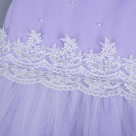 CUTE SOLID COLOR GIRLS LACE PRINCESS DRESS FOR PERFORM (PURPLE)