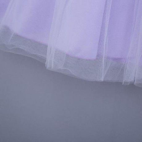 CUTE SOLID COLOR GIRLS LACE PRINCESS DRESS FOR PERFORM (PURPLE)