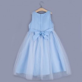 CUTE SOLID COLOR GIRLS LACE PRINCESS DRESS FOR PERFORM (BLUE)