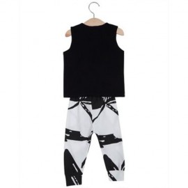 2PCS TRENDY KIDS SLEEVELESS ROUND NECK T-SHIRT TROUSERS (BLACK)