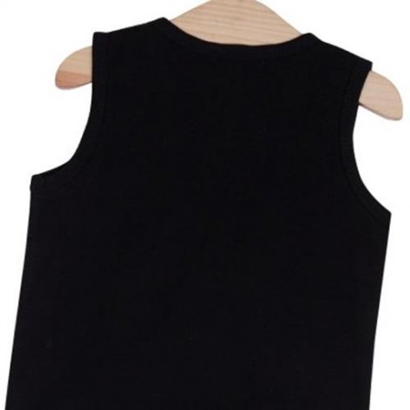 2PCS TRENDY KIDS SLEEVELESS ROUND NECK T-SHIRT TROUSERS (BLACK)