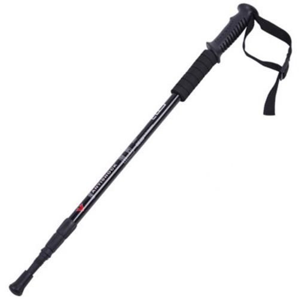 AOTU ALUMINUM ALLOY THREE SECTIONS ALPENSTOCK WITH STRAIGHT HANDLE (BLACK)