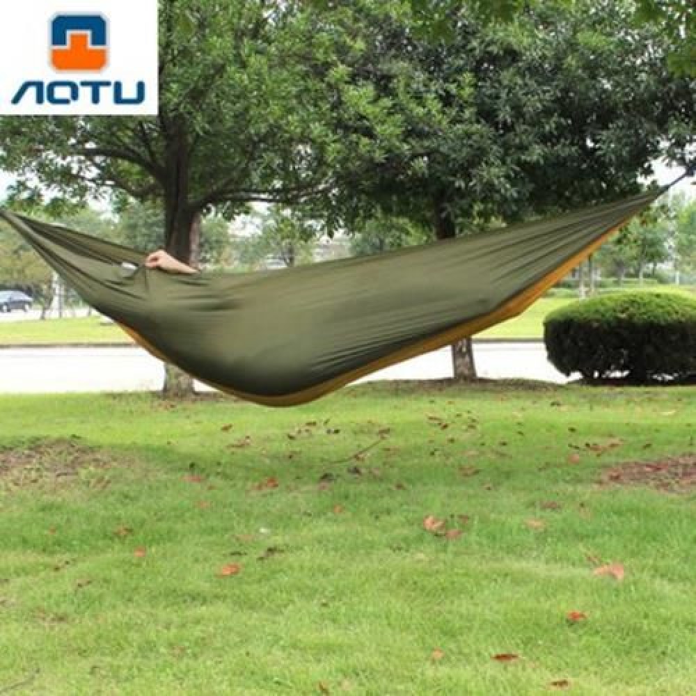 AOTU AT6737 CAMPING 2-PERSON PARACHUTE NYLON FABRIC HAMMOCK (ARMY GREEN)