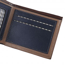 STRIPE PATTERN LETTER EMBELLISHMENT OPEN HORIZONTAL WALLET FOR MEN (LIGHT COFFEE)