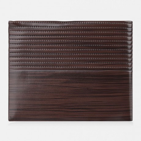 STRIPE PATTERN LETTER EMBELLISHMENT OPEN HORIZONTAL WALLET FOR MEN (LIGHT COFFEE)