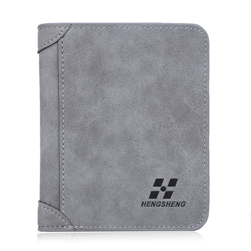 SOLID COLOR LETTER EMBELLISHMENT DULL POLISH OPEN HORIZONTAL WALLET FOR MEN (GRAY, HORIZON