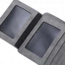 SOLID COLOR LETTER EMBELLISHMENT DULL POLISH OPEN HORIZONTAL WALLET FOR MEN (GRAY, HORIZON