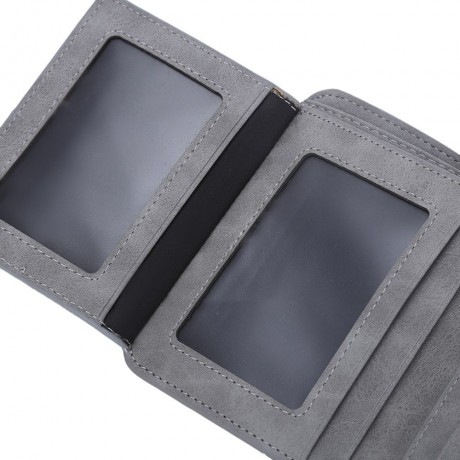 SOLID COLOR LETTER EMBELLISHMENT DULL POLISH OPEN HORIZONTAL WALLET FOR MEN (GRAY, HORIZON