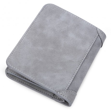 SOLID COLOR LETTER EMBELLISHMENT DULL POLISH OPEN HORIZONTAL WALLET FOR MEN (GRAY, HORIZON