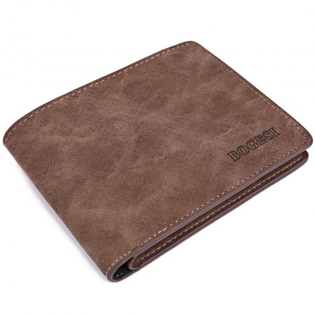 STYLISH SOLID COLOR SHORT HORIZONTAL WALLET FOR MEN (LIGHT COFFEE)