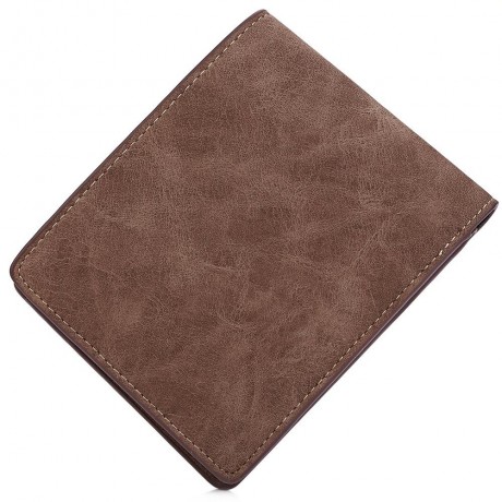 STYLISH SOLID COLOR SHORT HORIZONTAL WALLET FOR MEN (LIGHT COFFEE)
