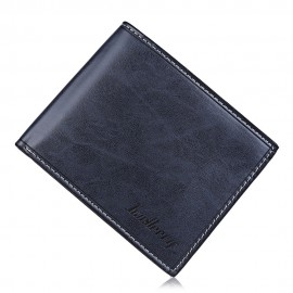 MEN'S PU LEATHER SOLID HORIZONTAL CLUTCH WALLET (BLUE)