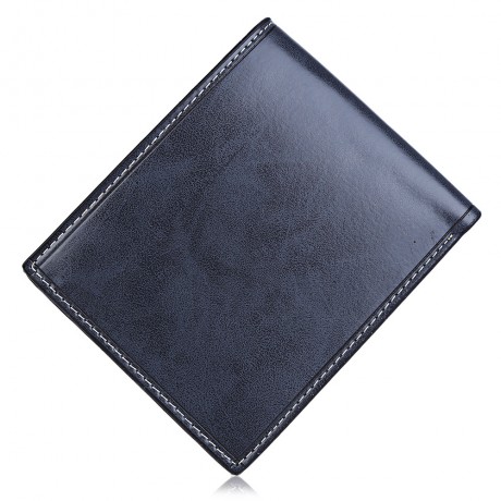 MEN'S PU LEATHER SOLID HORIZONTAL CLUTCH WALLET (BLUE)