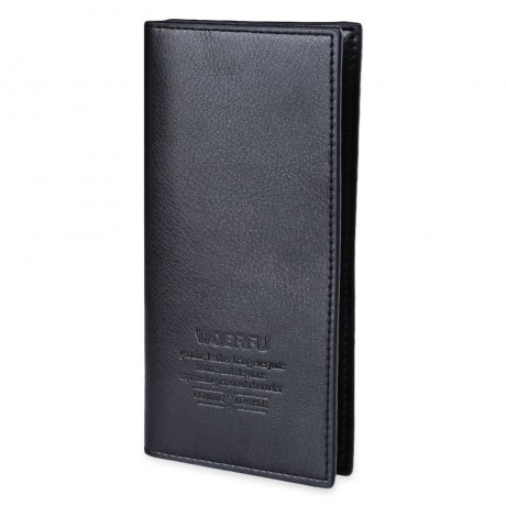 MEN VERTICAL LONG WALLET SOFT LICHEE PATTERN (BLACK)