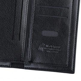 MEN VERTICAL LONG WALLET SOFT LICHEE PATTERN (BLACK)