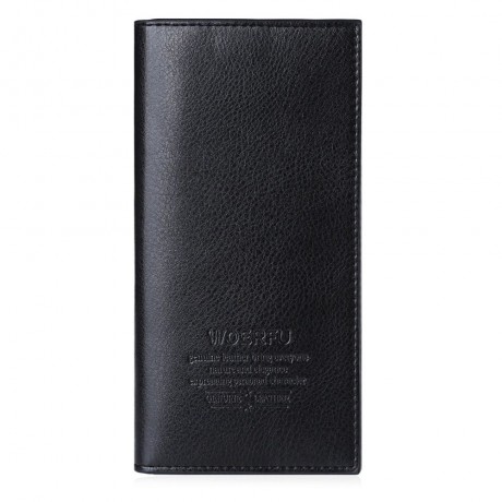 MEN VERTICAL LONG WALLET SOFT LICHEE PATTERN (BLACK)