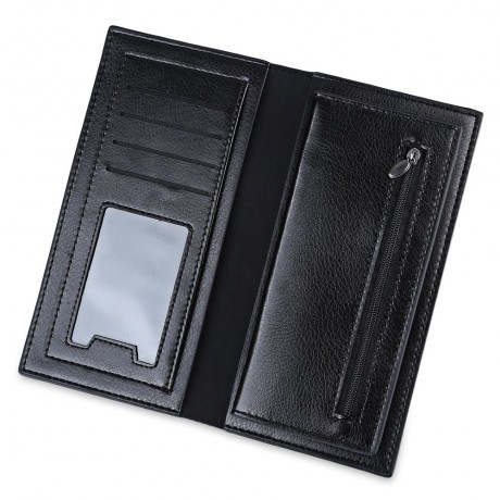 MEN VERTICAL LONG WALLET SOFT LICHEE PATTERN (BLACK)