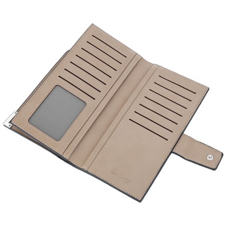 MEN SOFT PU LEATHER SNAP FASTENER CLUTCH WALLET