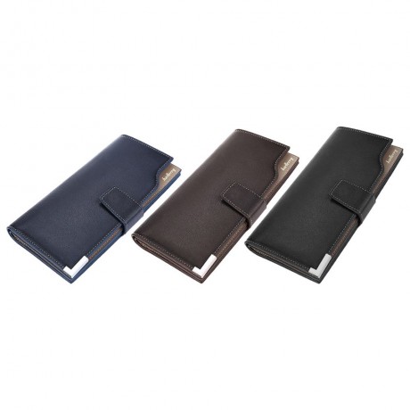 MEN SOFT PU LEATHER SNAP FASTENER CLUTCH WALLET