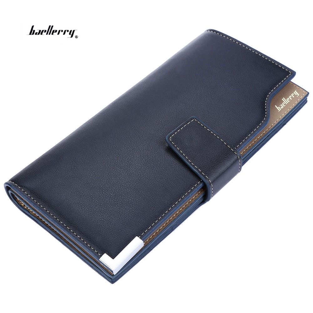 MEN SOFT SNAP FASTENER CLUTCH WALLET (BLUE)