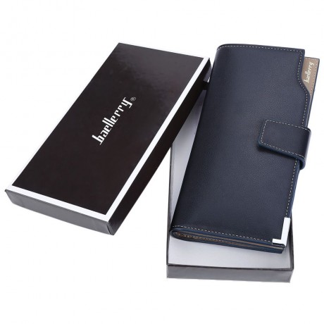 MEN SOFT SNAP FASTENER CLUTCH WALLET (BLUE)