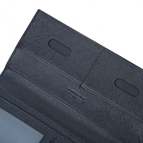 MEN LONG VERTICAL THIN SOFT SOLID COLOR CLUTCH WALLET (BLACK)