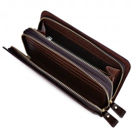 MEN CROCODILE PATCHWORK ZIPPER CLUTCH WALLET