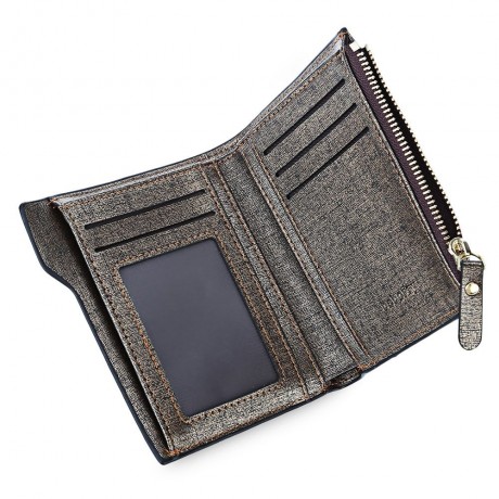BABORRY STYLISH MEN BUSINESS WALLET WITH DETACHABLE CARD PHOTO HOLDER (GOLDEN)