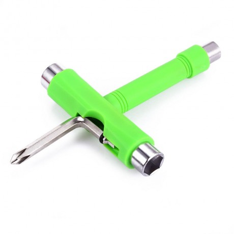 SKATEBOARD TOOL ALL IN ONE SCREWDRIVER SOCKET MULTIFUNCTION SKATE T-TOOL (GREEN)