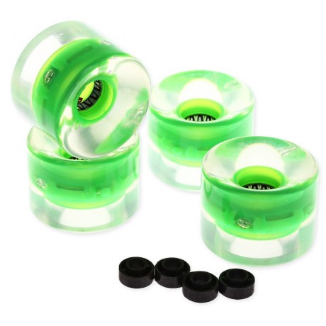 4PCS 60 X 45MM LED TRANSPARENT SKATEBOARD WHEELS (GREEN)