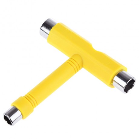 MULTIFUNCTIONAL SKATEBOARD T-TOOL SPANNER SKATE ALL IN ONE REFIT FIX TOOL (YELLOW)