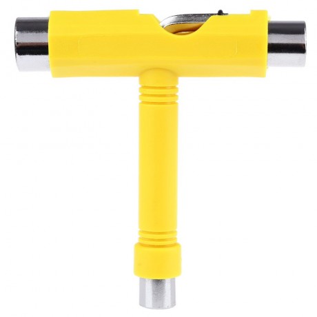 MULTIFUNCTIONAL SKATEBOARD T-TOOL SPANNER SKATE ALL IN ONE REFIT FIX TOOL (YELLOW)
