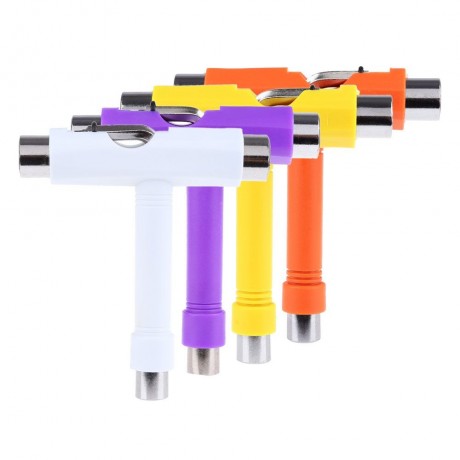 MULTIFUNCTIONAL SKATEBOARD T-TOOL SPANNER SKATE ALL IN ONE REFIT FIX TOOL (YELLOW)