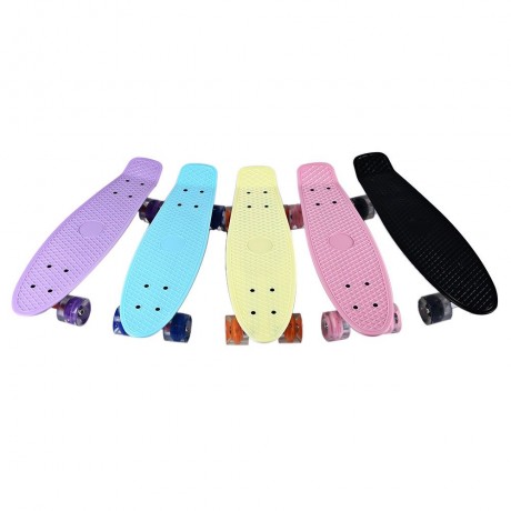22 INCHES MINI CRUISER BANANA STYLE LONGBOARD PASTEL COLOR FISH SKATEBOARD WITH LED FLASHI