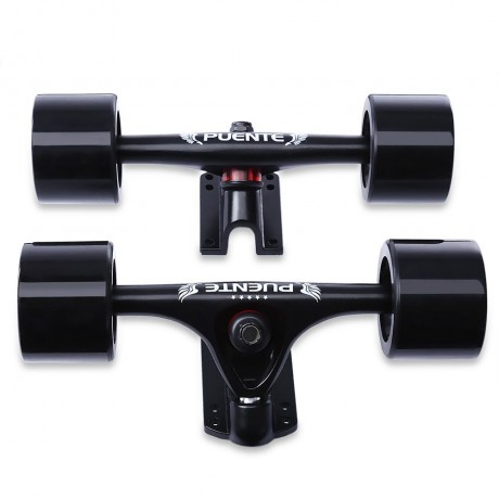 2PCS UNIVERSAL DURABLE MAGNESIUM ALLOY 7 INCH SKATEBOARD TRUCK WITH WHEEL (BLACK)
