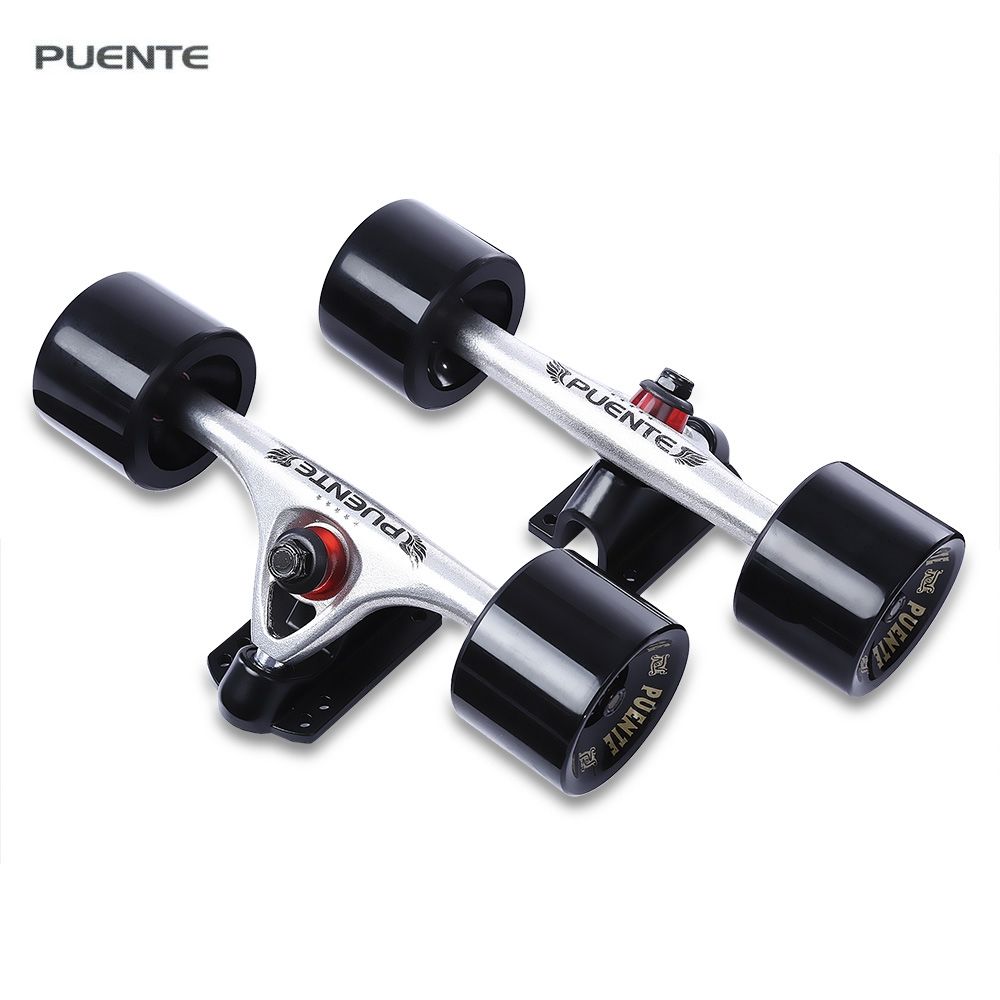 2PCS UNIVERSAL DURABLE MAGNESIUM ALLOY 7 INCH SKATEBOARD TRUCK WITH WHEEL (SILVER WHITE)