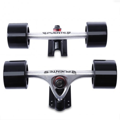 2PCS UNIVERSAL DURABLE MAGNESIUM ALLOY 7 INCH SKATEBOARD TRUCK WITH WHEEL (SILVER WHITE)