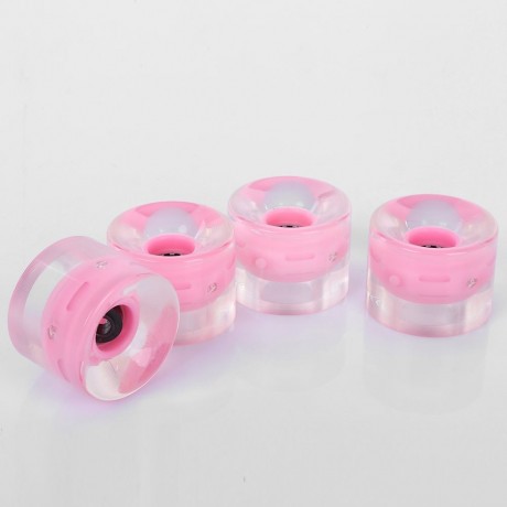 4PCS 60 X 45MM PU LED TRANSPARENT SKATEBOARDING WHEELS (PINK)