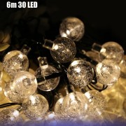 CHRISTMAS TREE DECORS 6M 30 LED SOLAR STRING LIGHT BUBBLE SHAPE LAMP XMAS TREE ORNAMENT (W
