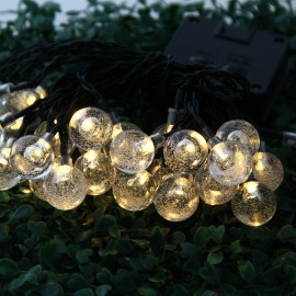 CHRISTMAS TREE DECORS 6M 30 LED SOLAR STRING LIGHT BUBBLE SHAPE LAMP XMAS TREE ORNAMENT (W